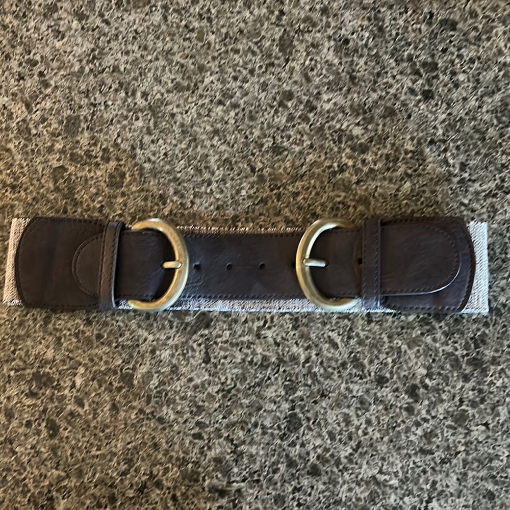 Elastic double buckle Faux Leather